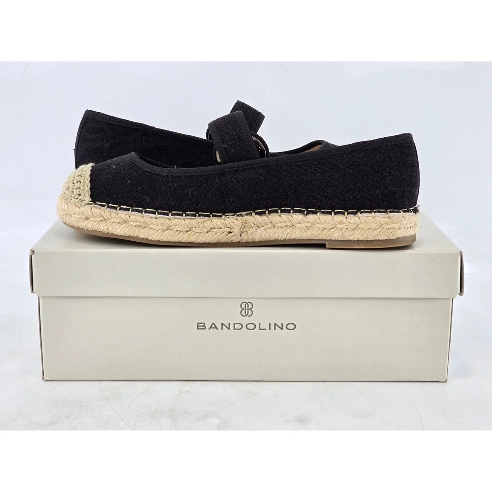 Bandolino Pannie2 Espadrille Flats Womens 8 Black Mary Jane Buckle - Excellent